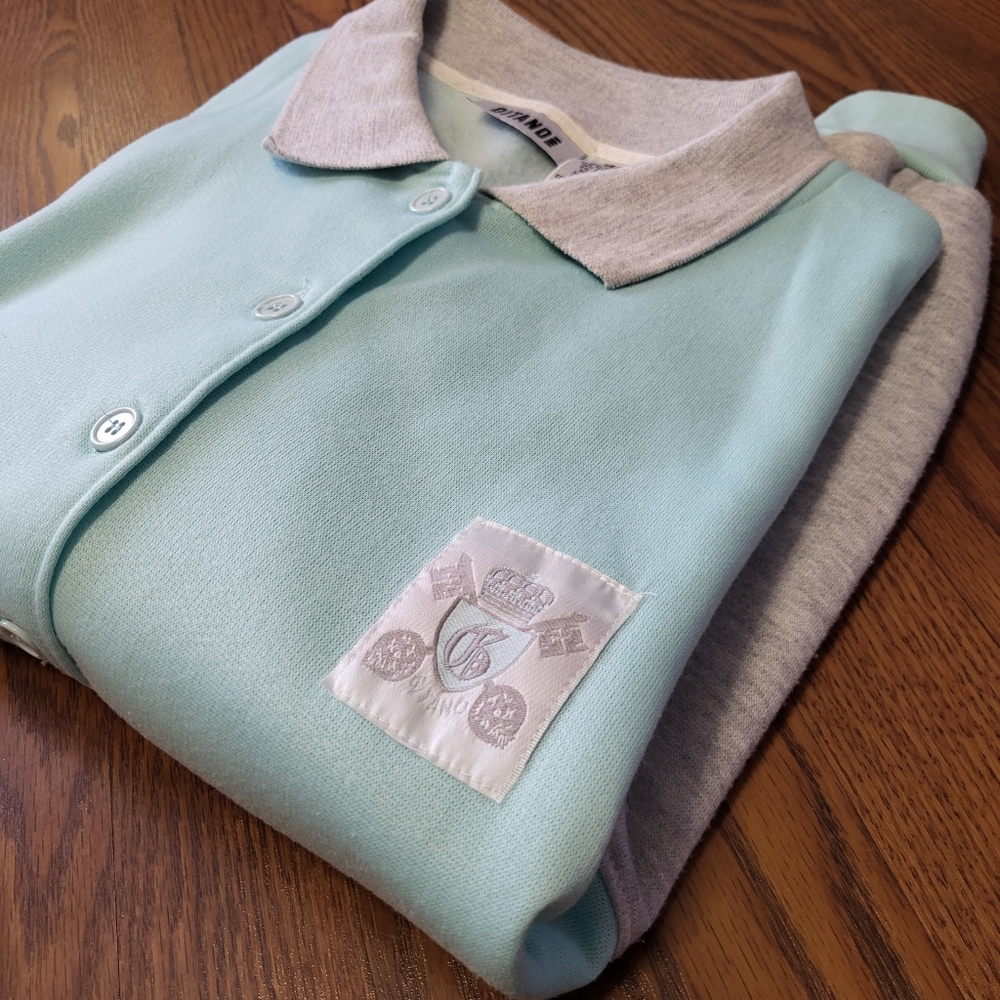 AWESOME 1980's GITANO Pullover Sweater Light Blue & Gray Size XL - Picture 2 of 10